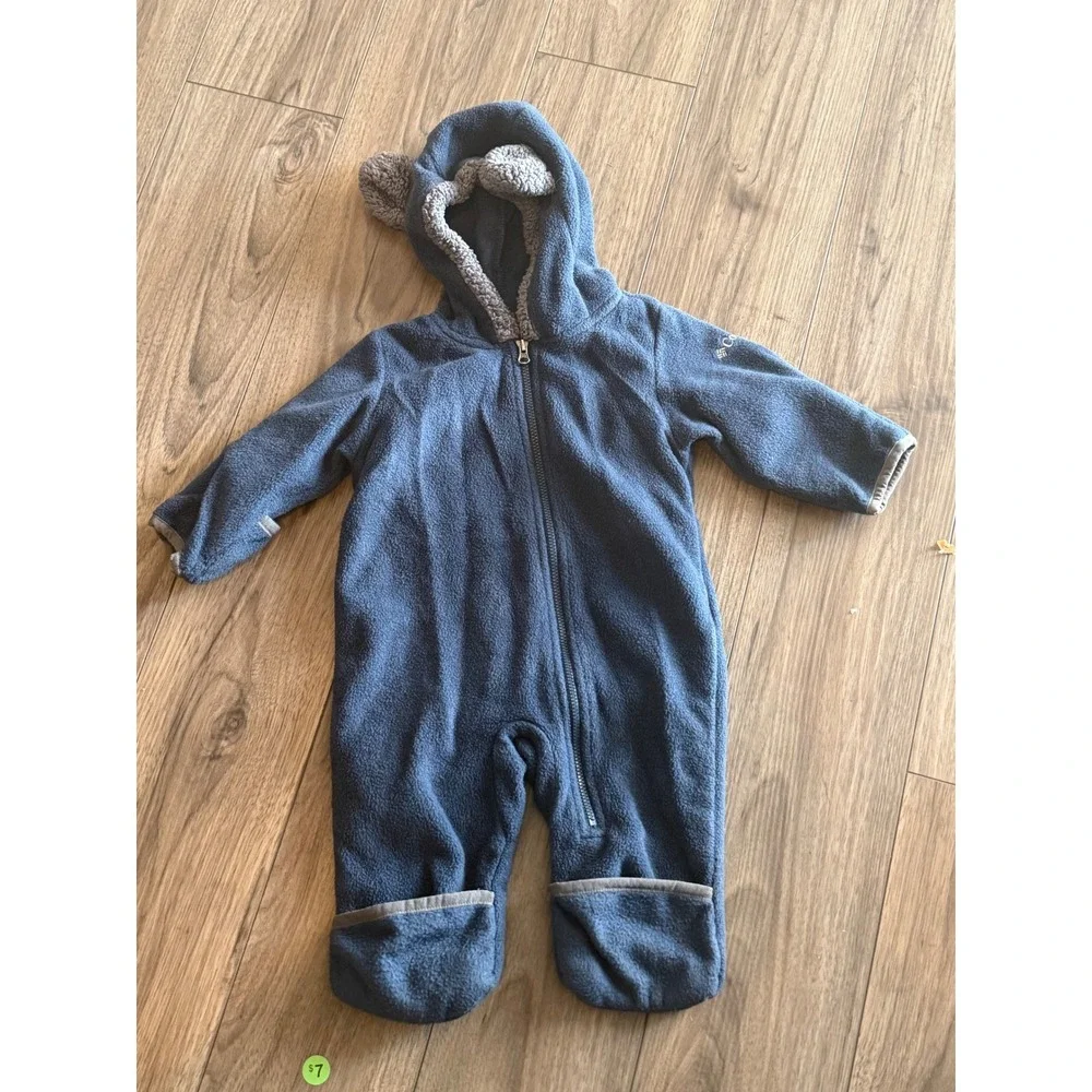 Columbia Infant Tiny Bear II Bunting Fleece One Piece Jumpsuit Blue 3-6 months